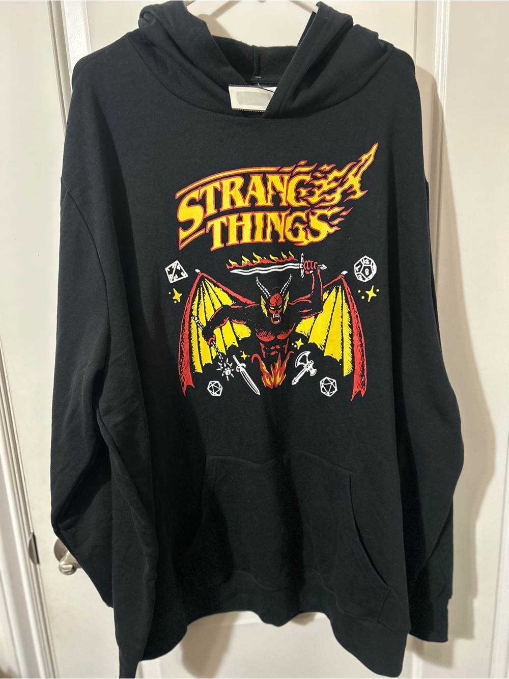 Netflix Strange Things Black Hoodie with Red and Yellow Graphic